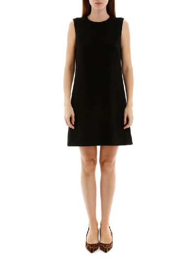 Shop Dolce & Gabbana Crepe Mini Dress In Nero (black)