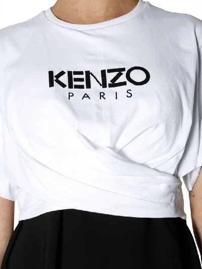 Shop Kenzo Logo Printed Dress In Bianco