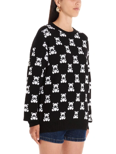 Shop Moschino Teddy Sweater In Black & White