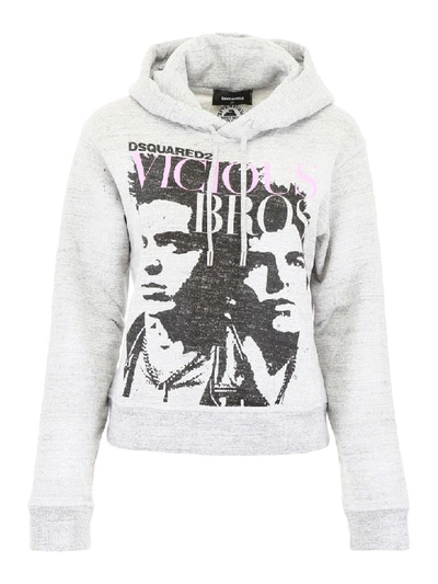 Shop Dsquared2 Vicious Bros Hoodie In Grey Mel (grey)