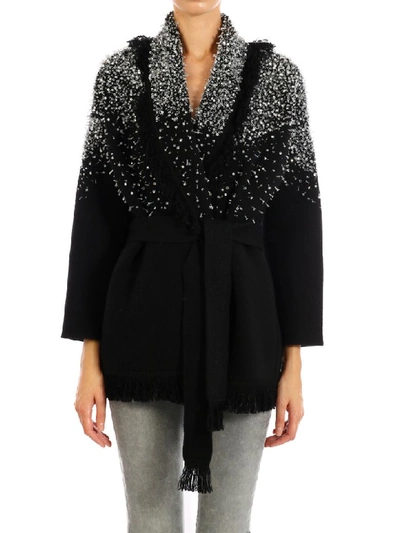 Shop Alanui Hoarfrost Cardigan In Black