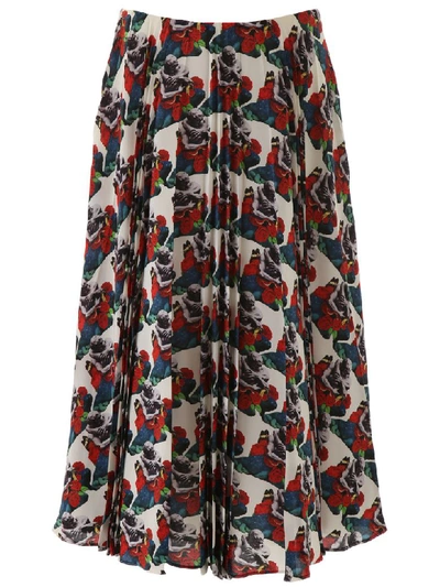 Shop Valentino Lovers Print Skirt In Avorio Multicolor (white)