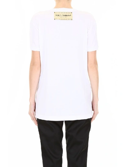 Shop Dolce & Gabbana Printed T-shirt With Embroidery In Bianco Ottico (white)