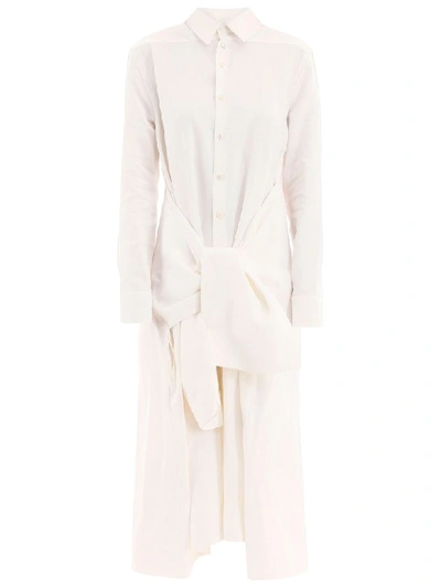 Shop Jil Sander Dress With Knot In Natural (white)
