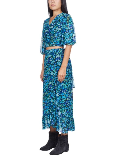 Shop Ganni Skirt In Azure Blue