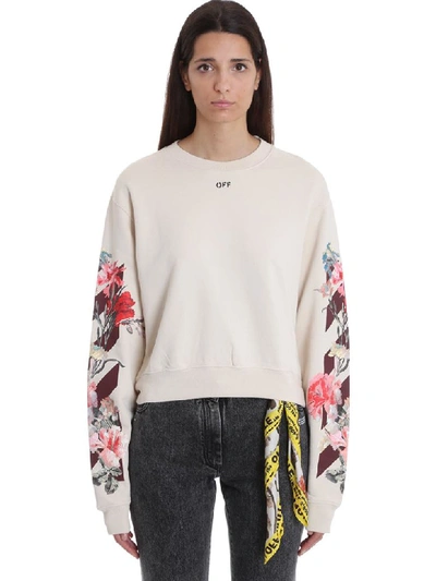 Shop Off-white Flowers Carryov Sweatshirt In Beige Cotton