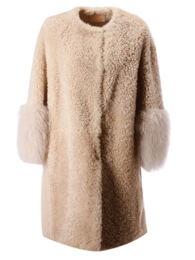 Shop Prada Fur Coat In Cammello