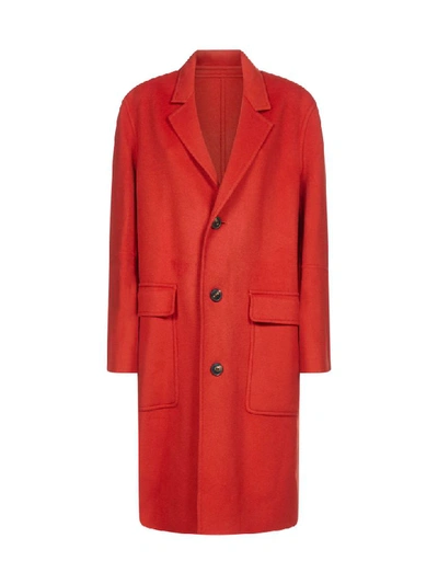 Shop Ami Alexandre Mattiussi Coat In Orange Fonce