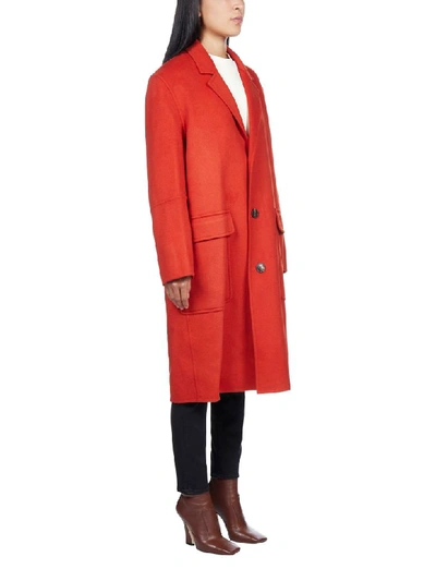 Shop Ami Alexandre Mattiussi Coat In Orange Fonce