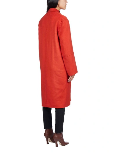 Shop Ami Alexandre Mattiussi Coat In Orange Fonce