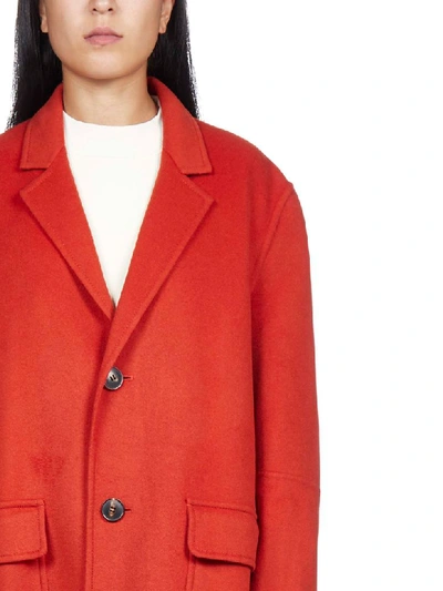 Shop Ami Alexandre Mattiussi Coat In Orange Fonce