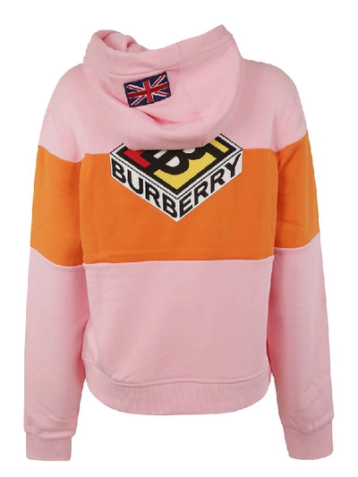Shop Burberry Logo Embroidered Hoodie In Candy Pink