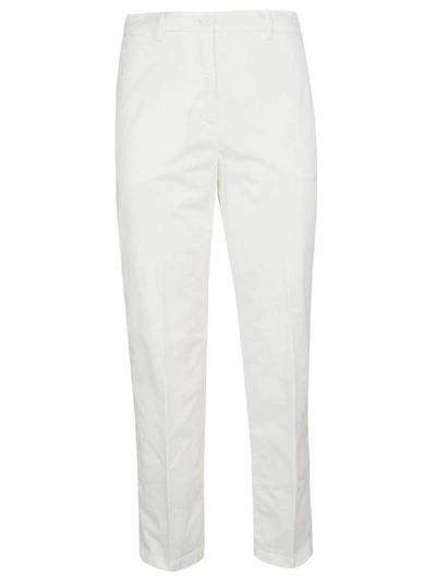 Shop Aspesi Cropped Slim-fit Trousers In White