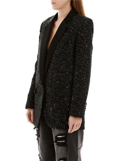 Shop Michael Michael Kors Jacquard Blazer With Sequins In Blksilver (black)