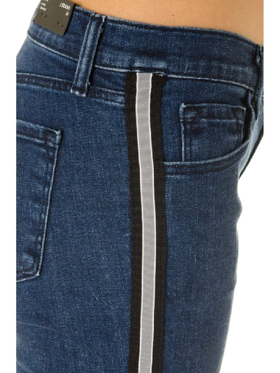 Shop J Brand Cropped Jeans In Blue Denim With Side Web In Blue/multicolor