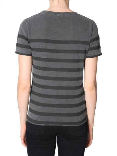 Shop Saint Laurent Striped T-shirt In Nero
