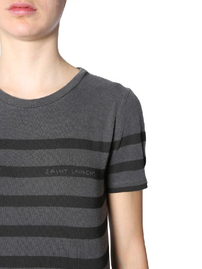 Shop Saint Laurent Striped T-shirt In Nero