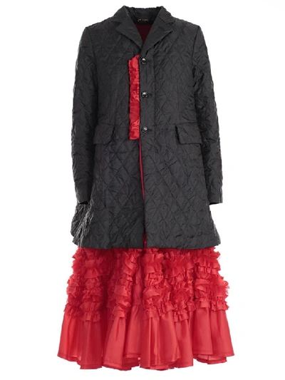 Shop Comme Des Garçons Quilted Coat In Black Red