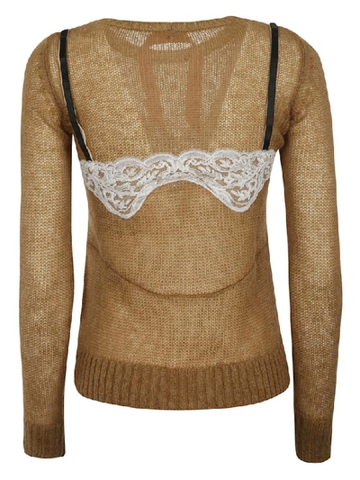 Shop N°21 Lace Detail Sweater In Beige