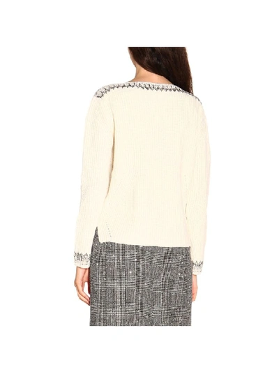Shop Ermanno Scervino Sweater With Long Sleeves And Bright Inserts In White