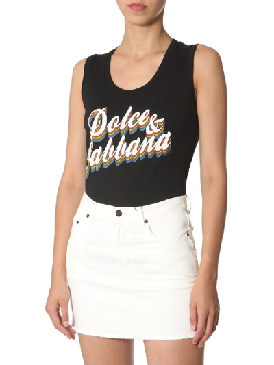 Shop Dolce & Gabbana Logo Print Top In Nero