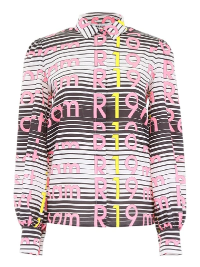 Shop Msgm Resort Shirt In Striped Resort Nero (black)