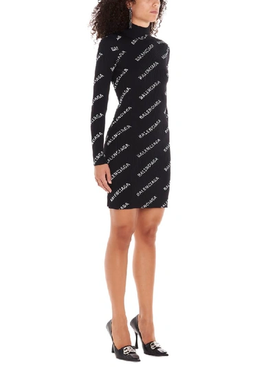 Shop Balenciaga Dress In Bianco Nero