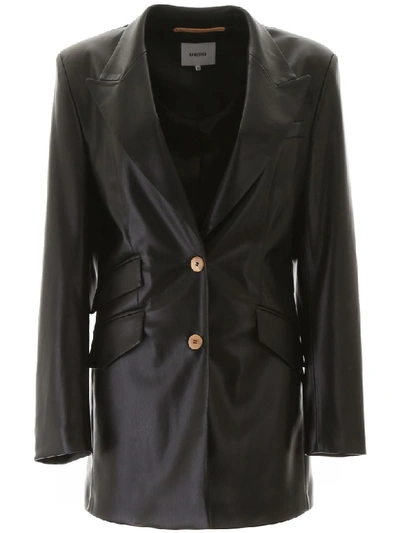Shop Nanushka Cancun Faux Leather Jacket In Black (metallic)