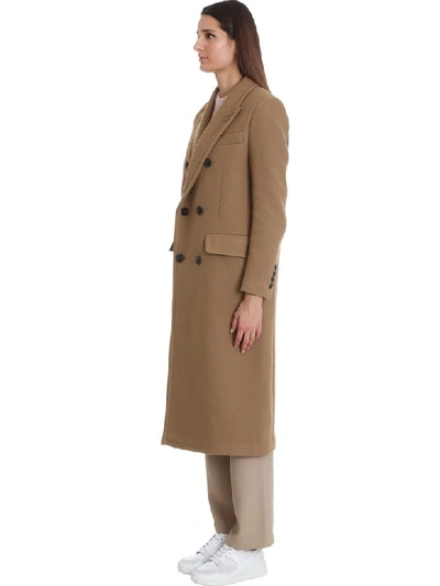 Shop Ami Alexandre Mattiussi Coat In Beige Wool