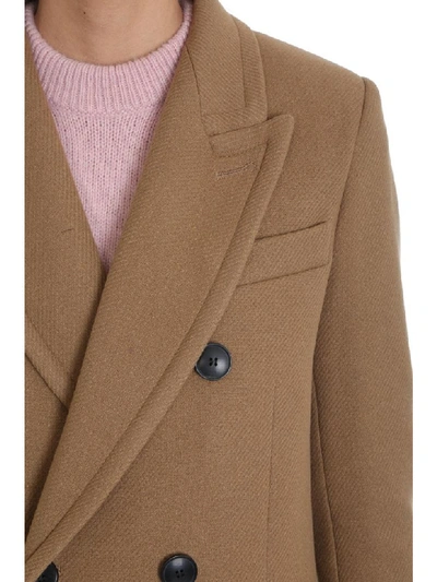 Shop Ami Alexandre Mattiussi Coat In Beige Wool