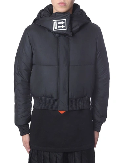 Shop Off-white Hooded Down Jacket In Nero