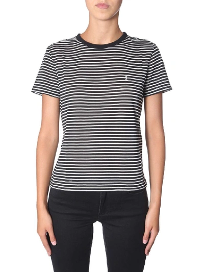 Shop Saint Laurent Striped T-shirt In Nero