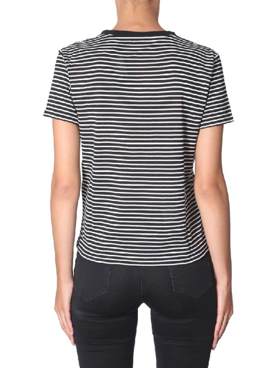 Shop Saint Laurent Striped T-shirt In Nero