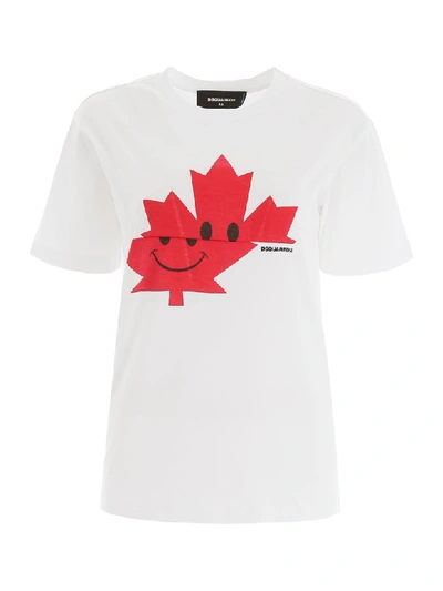 Shop Dsquared2 Smile Leaf T-shirt In White (white)