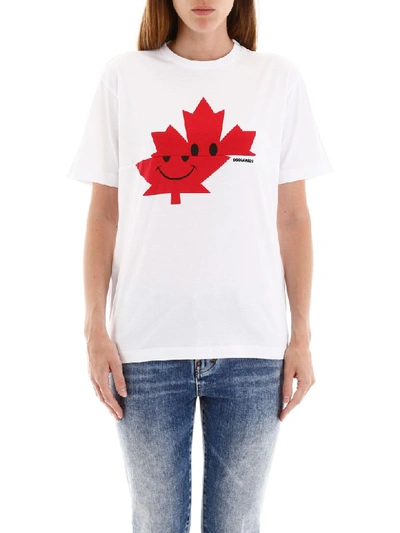 Shop Dsquared2 Smile Leaf T-shirt In White (white)