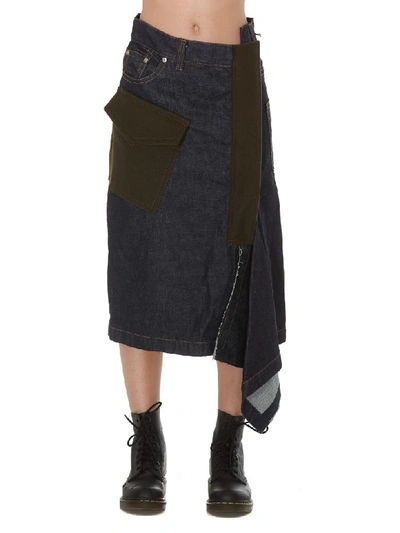 Shop Sacai Denim Skirt In Multicolor