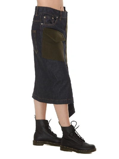 Shop Sacai Denim Skirt In Multicolor