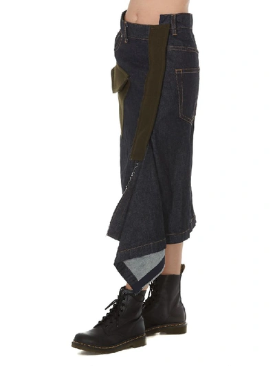 Shop Sacai Denim Skirt In Multicolor