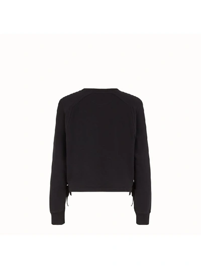 Shop Fendi Ff Logo Embroidered Sweatshirt In Gme Black