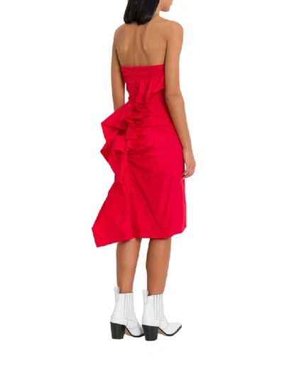 Shop Alexa Chung Ruched Strapless Dress In Rosso