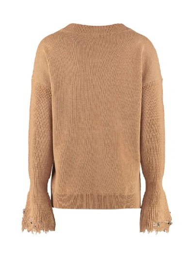 Shop Pinko Coreano Long-sleeved Crew-neck Sweater In Brown