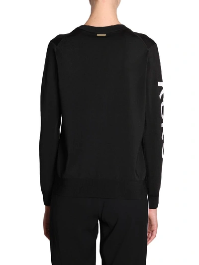 Shop Michael Michael Kors Sweater With Inlay Logo In Nero