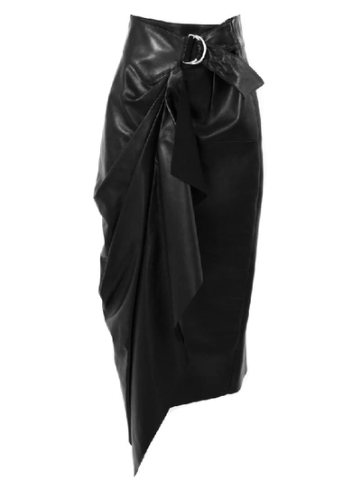 Shop Isabel Marant Black Lambskin Fiova Wrap Skirt In Nero