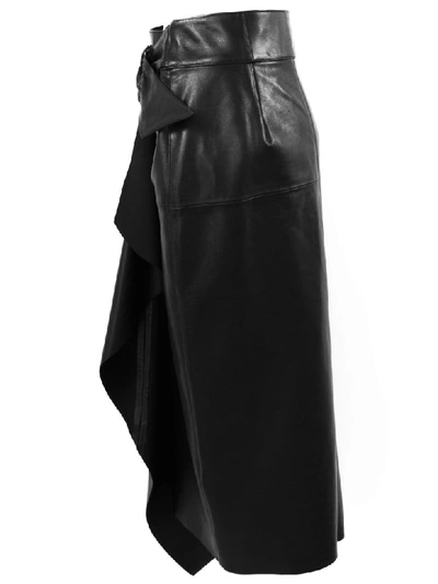 Shop Isabel Marant Black Lambskin Fiova Wrap Skirt In Nero