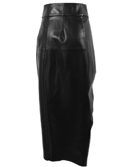 Shop Isabel Marant Black Lambskin Fiova Wrap Skirt In Nero