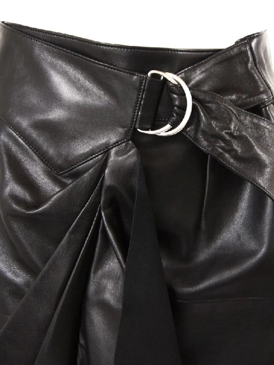 Shop Isabel Marant Black Lambskin Fiova Wrap Skirt In Nero