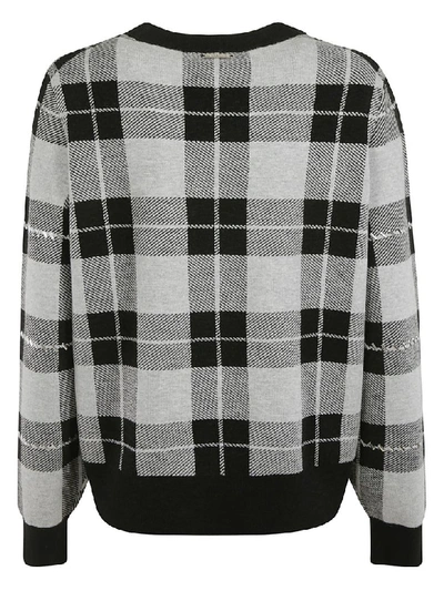 Shop Michael Kors Checked Sweater In Black/grey