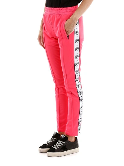 Shop Chiara Ferragni Logomania Trousers In Pink Fluo (pink)