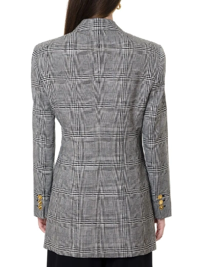 Shop Versace Double-breasted Grey Tweed Blazer