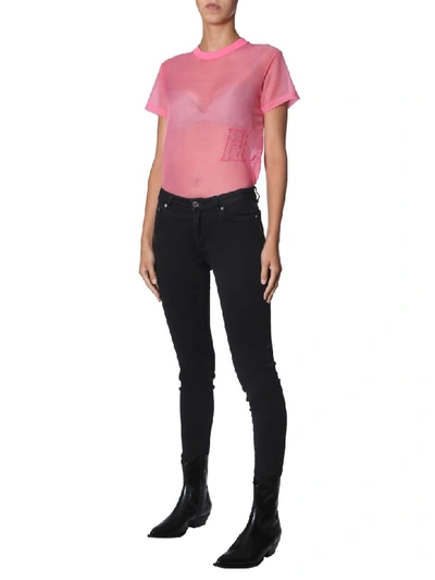 Shop Helmut Lang Round Neck T-shirt In Rosa